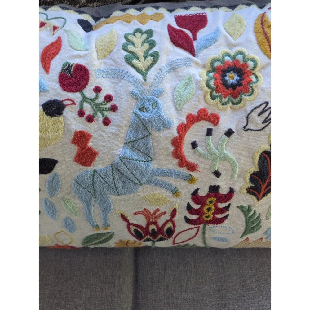IKEA RODARV 15 X 25 LUMBAR PILLOW SWEDISH Feather/Down EMBROIDERED TASSLES